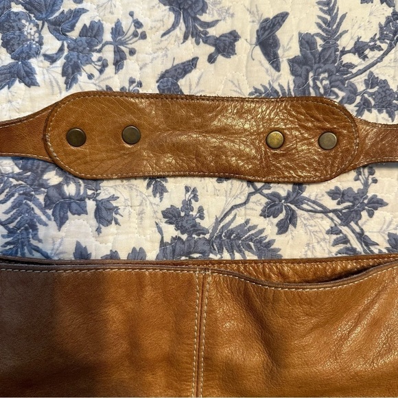 Pulicati Shoulder Bag Italian Made Camel Tan Leather Purse Snakeskin 14.5” x 11” - Picture 5 of 11